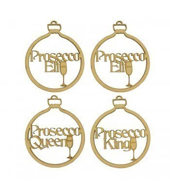 Laser Cut Pack of 4 Themed Baubles - Prosecco 